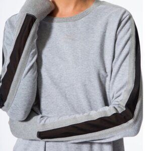 Gray Blanc Noir Pullover Sweatshirt with Sheer Black Stripe Back/Arms Size XS
